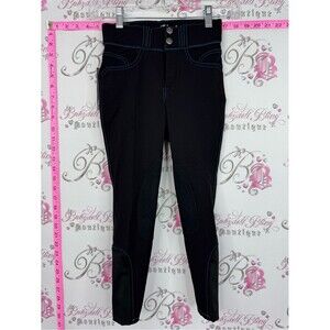 ELATION platinum Brooklyn CID Girls' Black Riding Leggings Blue Stitch Detail